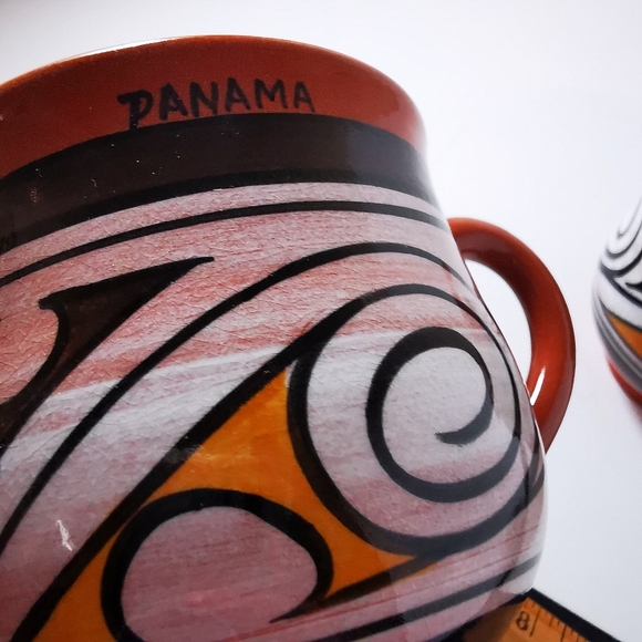 Vintage Red Clay Pottery Cream and Sugar Abstract Brown White Mustard Colour - Picture 4 of 16